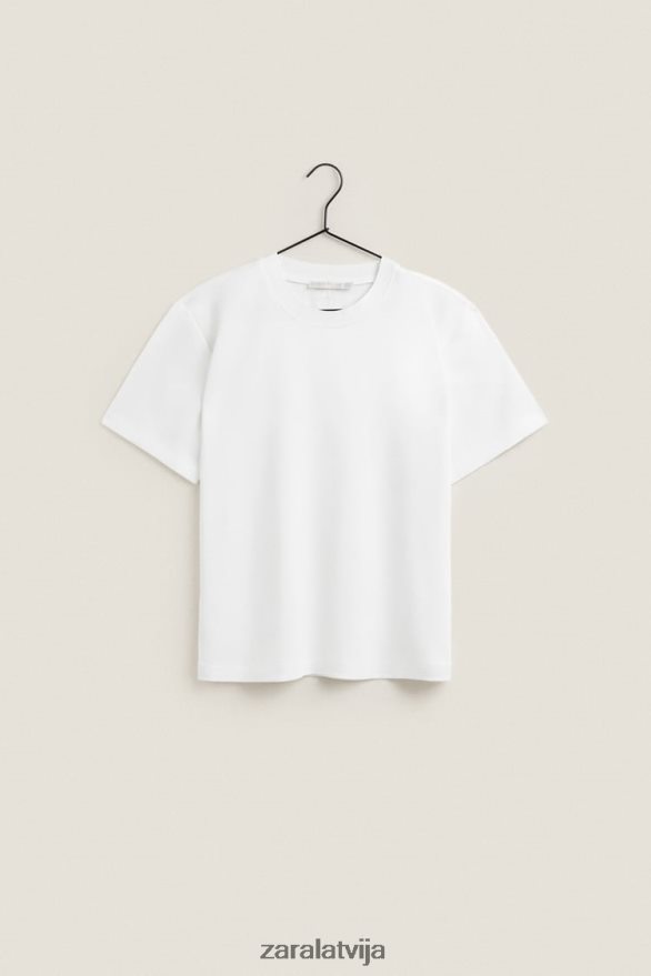 mīksta pieskāriena t-krekls sievietes Zara balts 6ZTV401810 apģērbs