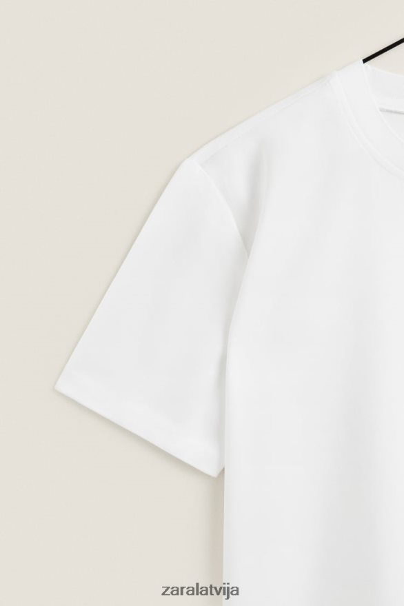 mīksta pieskāriena t-krekls sievietes Zara balts 6ZTV401810 apģērbs