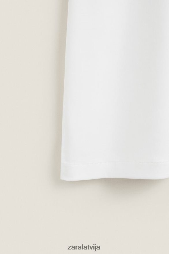mīksta pieskāriena t-krekls sievietes Zara balts 6ZTV401810 apģērbs