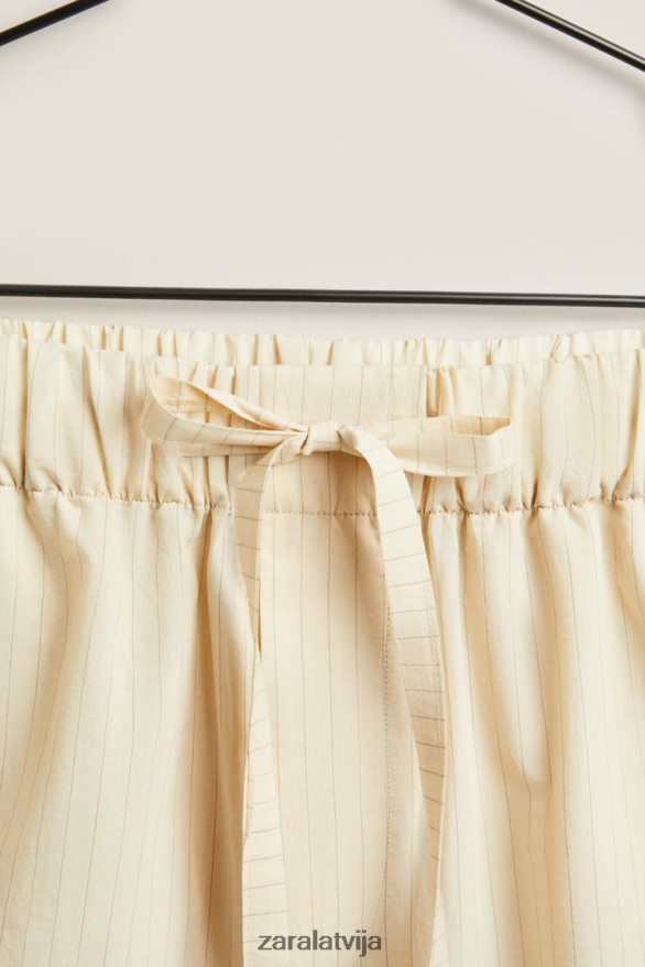 šorti ar plānām svītrām sievietes Zara ekru 6ZTV401805 apģērbs