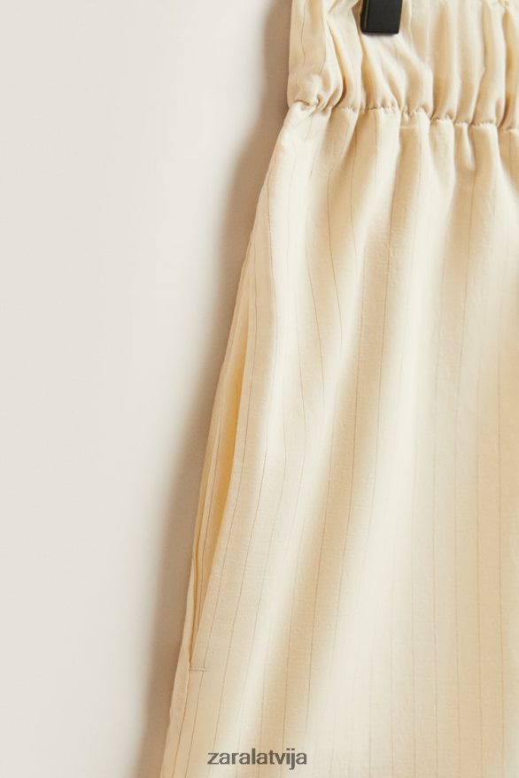 šorti ar plānām svītrām sievietes Zara ekru 6ZTV401805 apģērbs