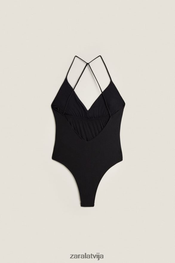 peldkostīms ar atvērtu muguru sievietes Zara melns 6ZTV401823 apģērbs
