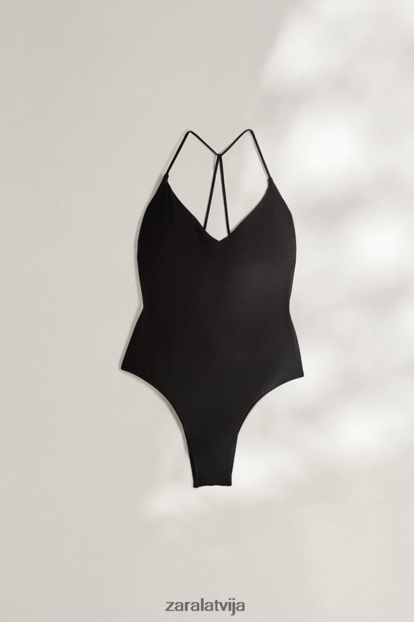 peldkostīms ar atvērtu muguru sievietes Zara melns 6ZTV401823 apģērbs