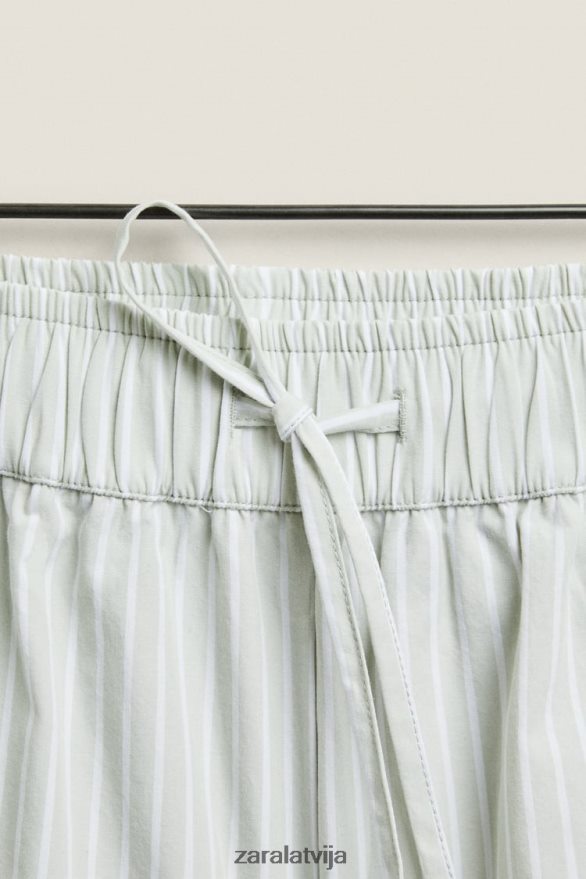 svītraini šorti sievietes Zara gaiši zaļš 6ZTV401809 apģērbs