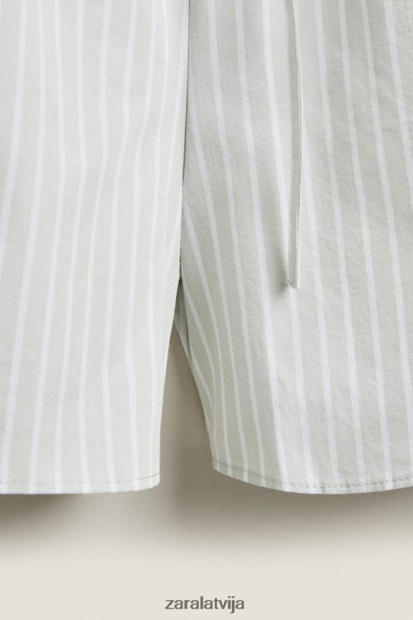 svītraini šorti sievietes Zara gaiši zaļš 6ZTV401809 apģērbs
