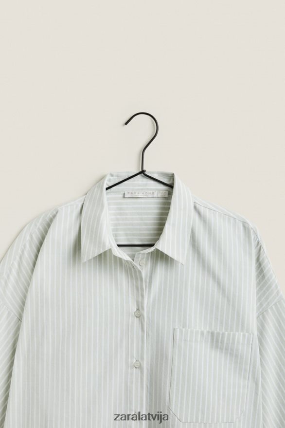 svītrains krekls sievietes Zara gaiši zaļš 6ZTV401808 apģērbs