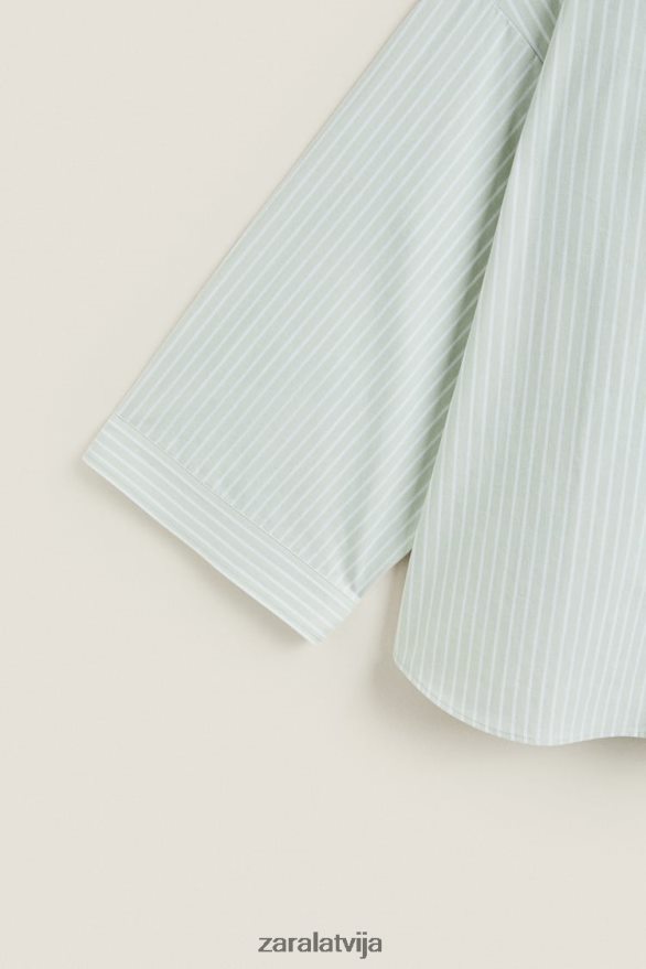 svītrains krekls sievietes Zara gaiši zaļš 6ZTV401808 apģērbs