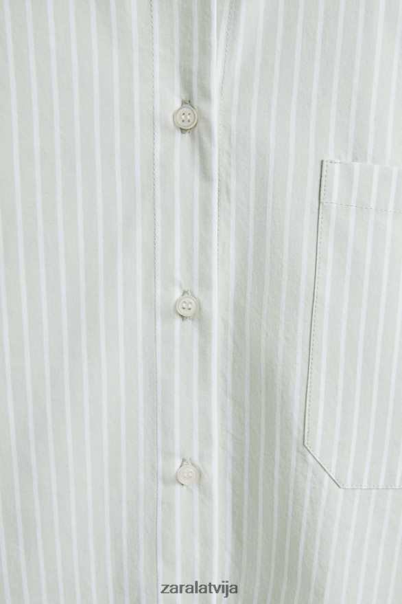 svītrains krekls sievietes Zara gaiši zaļš 6ZTV401808 apģērbs