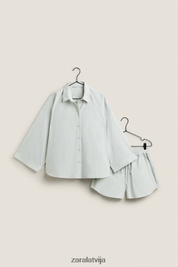 svītrains krekls sievietes Zara gaiši zaļš 6ZTV401808 apģērbs