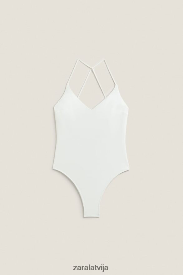 vienkāršs peldkostīms sievietes Zara ekru 6ZTV401822 apģērbs