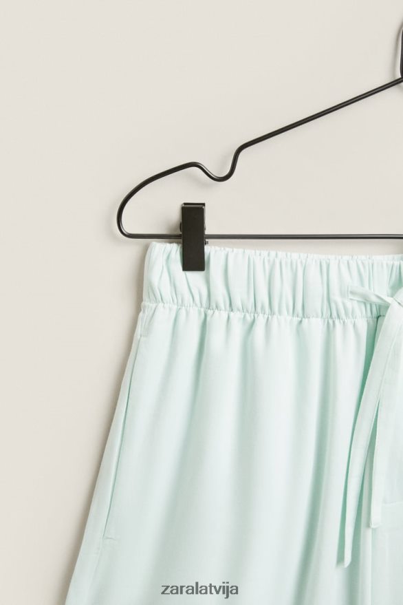 vienkrāsainas bikses sievietes Zara gaiši zaļš 6ZTV401800 apģērbs