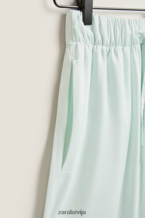 vienkrāsainas bikses sievietes Zara gaiši zaļš 6ZTV401800 apģērbs