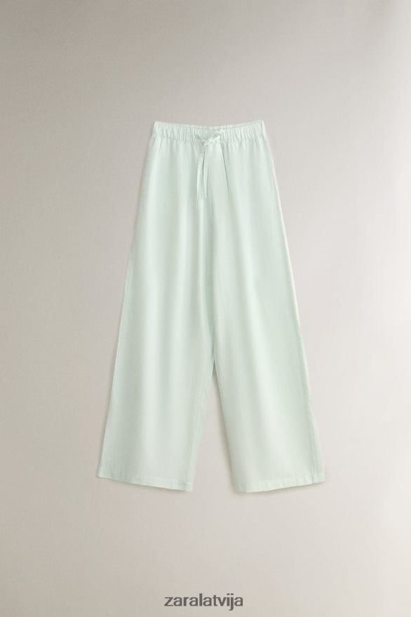 vienkrāsainas bikses sievietes Zara gaiši zaļš 6ZTV401800 apģērbs