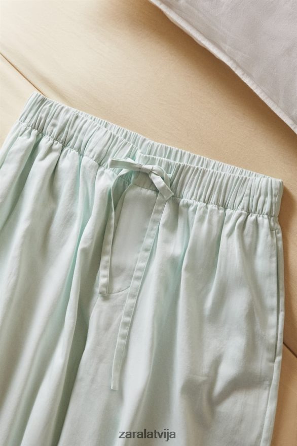 vienkrāsainas bikses sievietes Zara gaiši zaļš 6ZTV401800 apģērbs