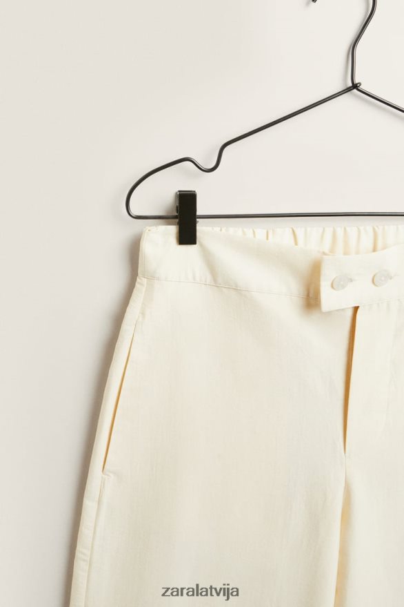 vienkrāsainas bikses sievietes Zara vaniļas 6ZTV401803 apģērbs
