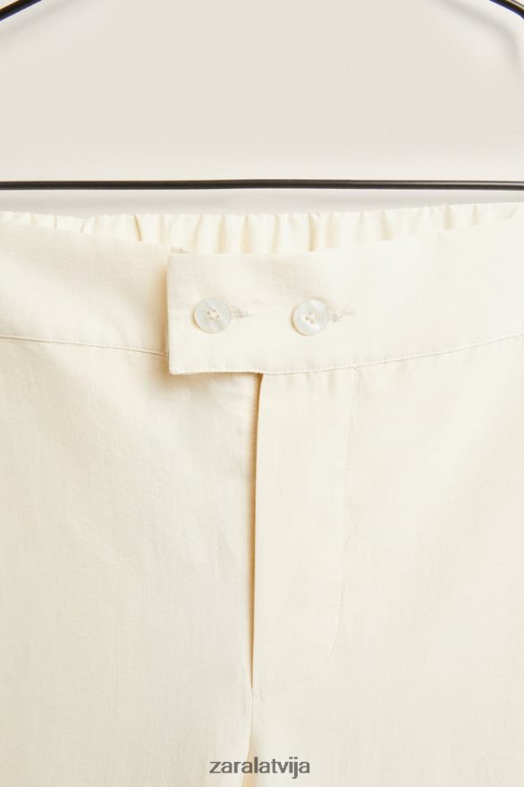 vienkrāsainas bikses sievietes Zara vaniļas 6ZTV401803 apģērbs
