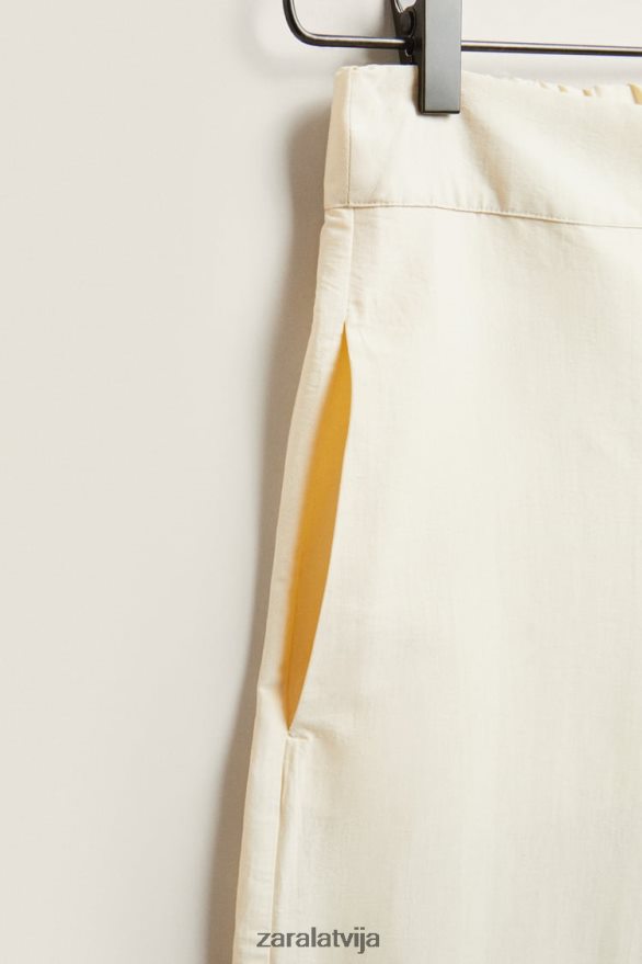 vienkrāsainas bikses sievietes Zara vaniļas 6ZTV401803 apģērbs