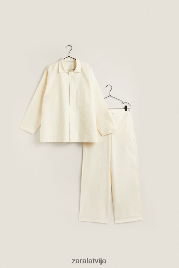 vienkrāsainas bikses sievietes Zara vaniļas 6ZTV401803 apģērbs