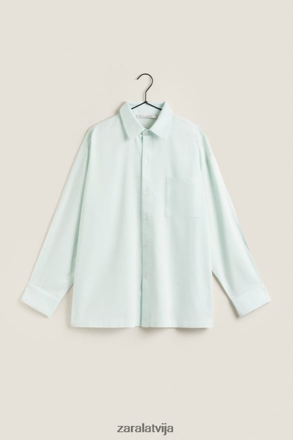 vienkrāsains krekls sievietes Zara gaiši zaļš 6ZTV401799 apģērbs