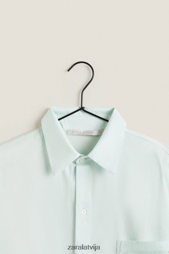 vienkrāsains krekls sievietes Zara gaiši zaļš 6ZTV401799 apģērbs