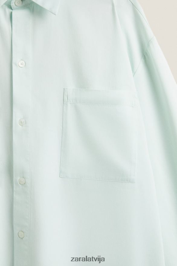 vienkrāsains krekls sievietes Zara gaiši zaļš 6ZTV401799 apģērbs