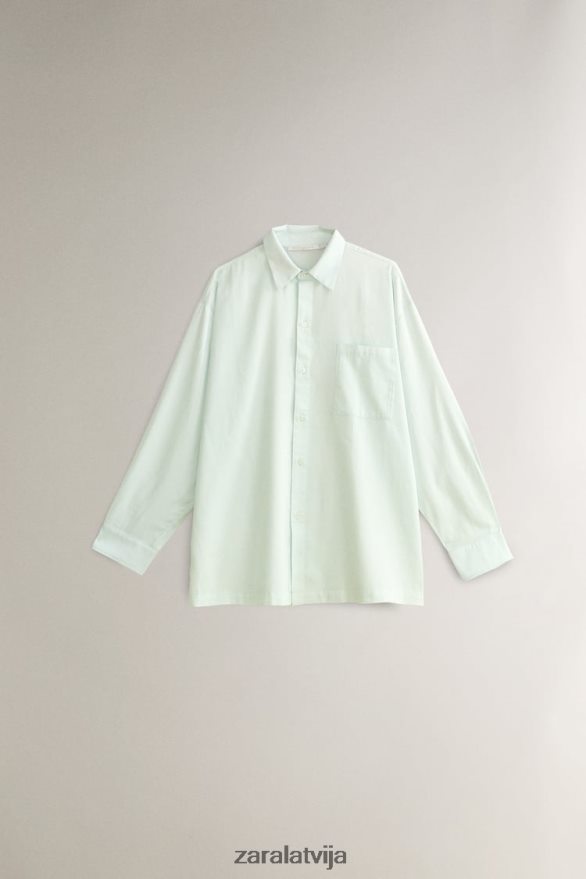 vienkrāsains krekls sievietes Zara gaiši zaļš 6ZTV401799 apģērbs