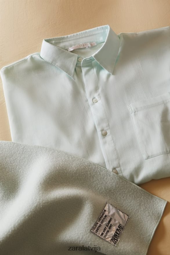 vienkrāsains krekls sievietes Zara gaiši zaļš 6ZTV401799 apģērbs