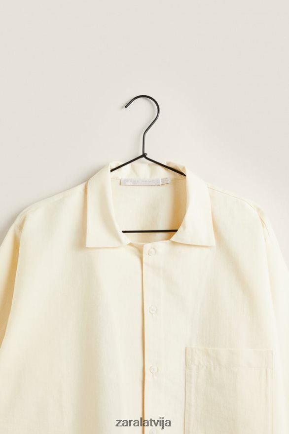 vienkrāsains krekls sievietes Zara vaniļas 6ZTV401802 apģērbs