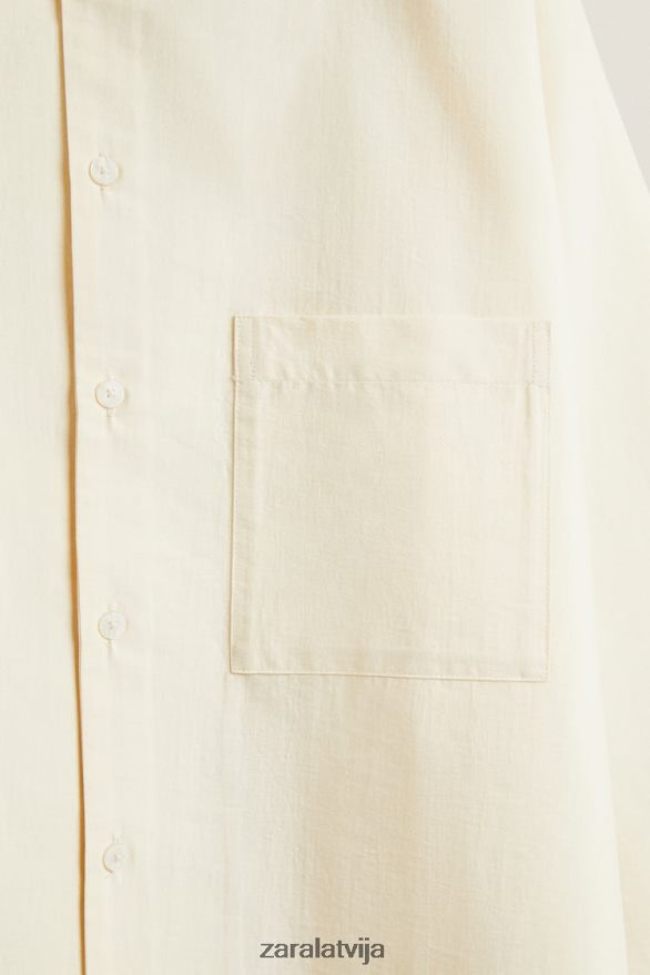 vienkrāsains krekls sievietes Zara vaniļas 6ZTV401802 apģērbs