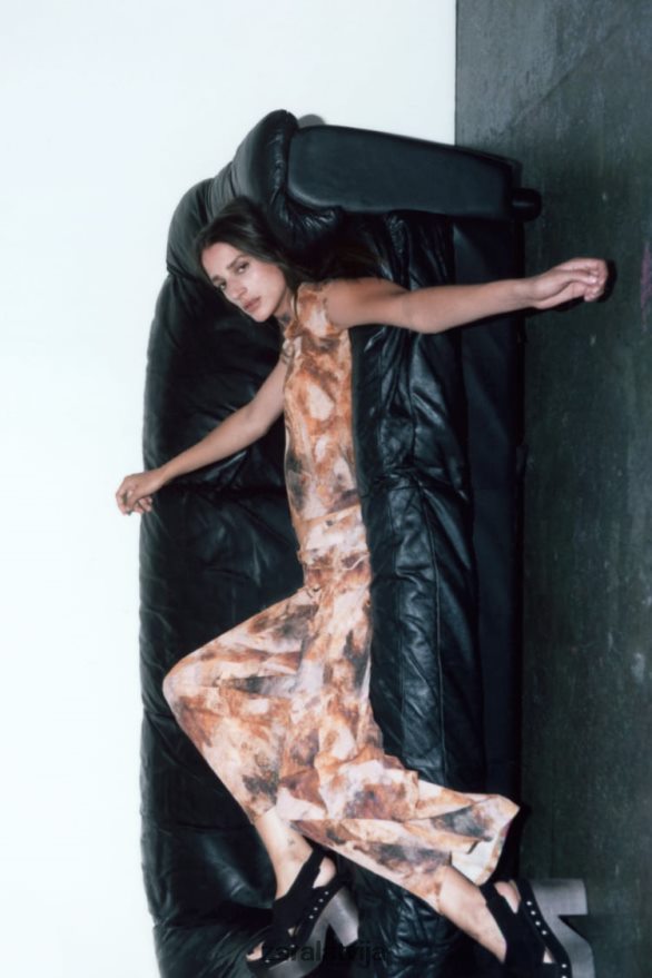 kroku apdrukas augšdaļa sievietes Zara haki 6ZTV40923 apģērbs