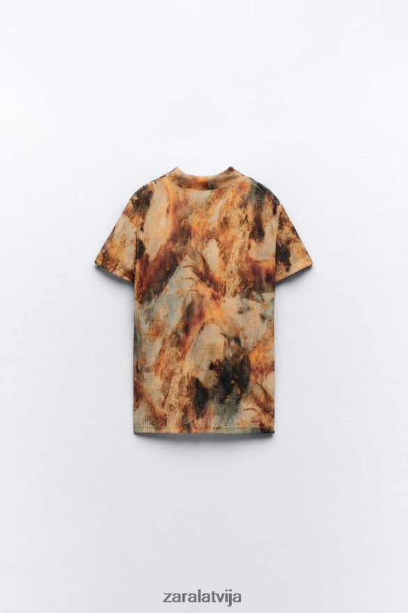 kroku apdrukas augšdaļa sievietes Zara haki 6ZTV40923 apģērbs