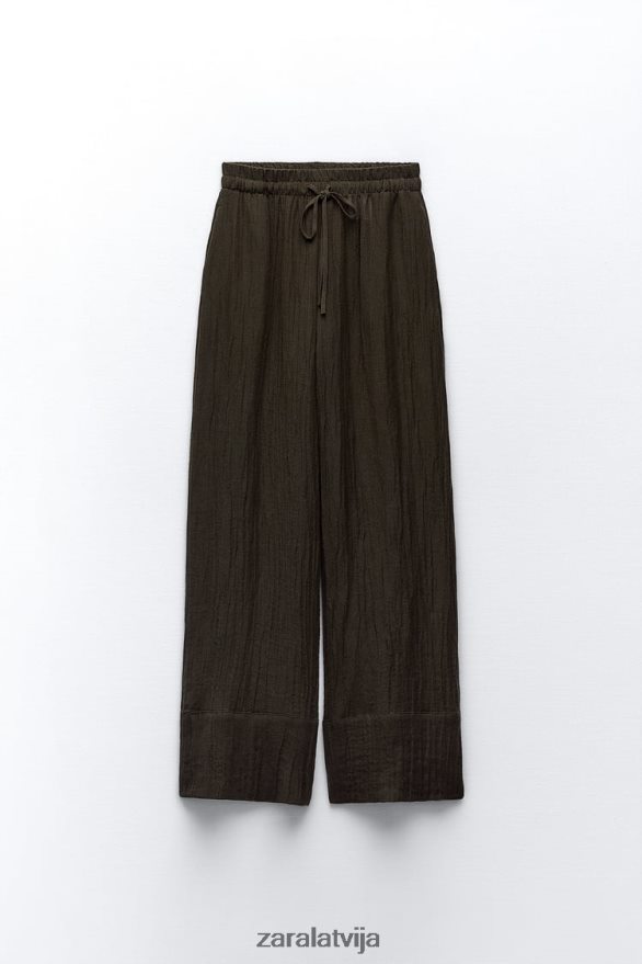 lina maisījuma palazzo bikses sievietes Zara tumši brūns 6ZTV40932 apģērbs