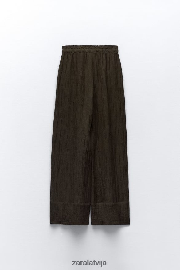 lina maisījuma palazzo bikses sievietes Zara tumši brūns 6ZTV40932 apģērbs
