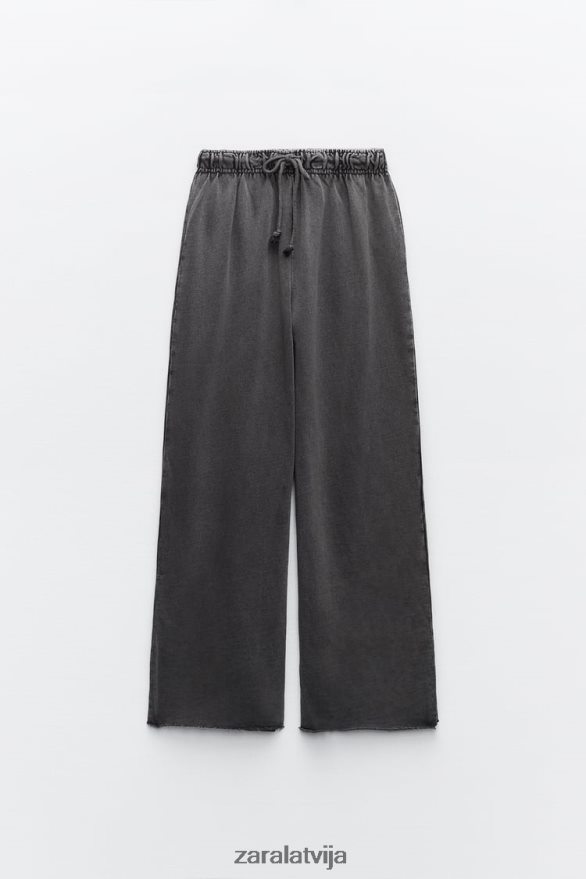 plīša mazgātas efektbikses sievietes Zara zils/pelēks 6ZTV40929 apģērbs