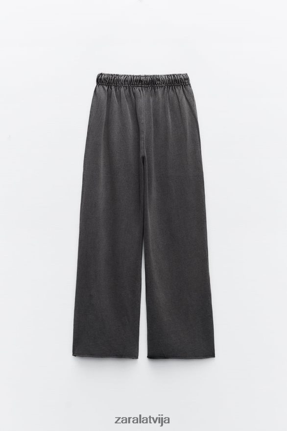 plīša mazgātas efektbikses sievietes Zara zils/pelēks 6ZTV40929 apģērbs