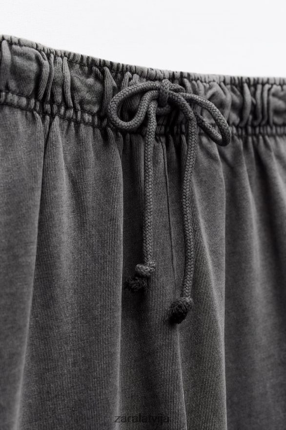 plīša mazgātas efektbikses sievietes Zara zils/pelēks 6ZTV40929 apģērbs