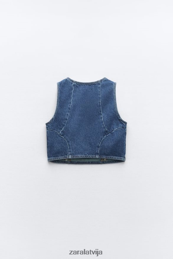 z1975 gredzenu džinsa tops sievietes Zara vidus zils 6ZTV40920 apģērbs