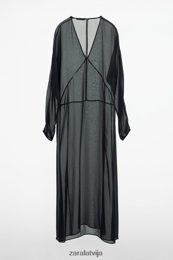 gara daļēji caurspīdīga kleita sievietes Zara melns 6ZTV40829 apģērbs