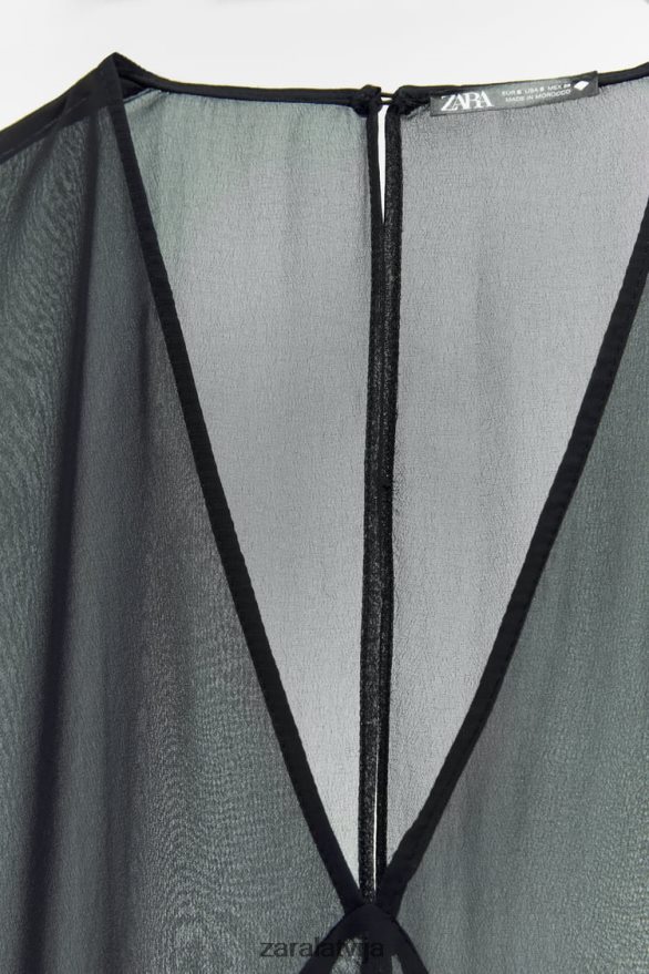 gara daļēji caurspīdīga kleita sievietes Zara melns 6ZTV40829 apģērbs