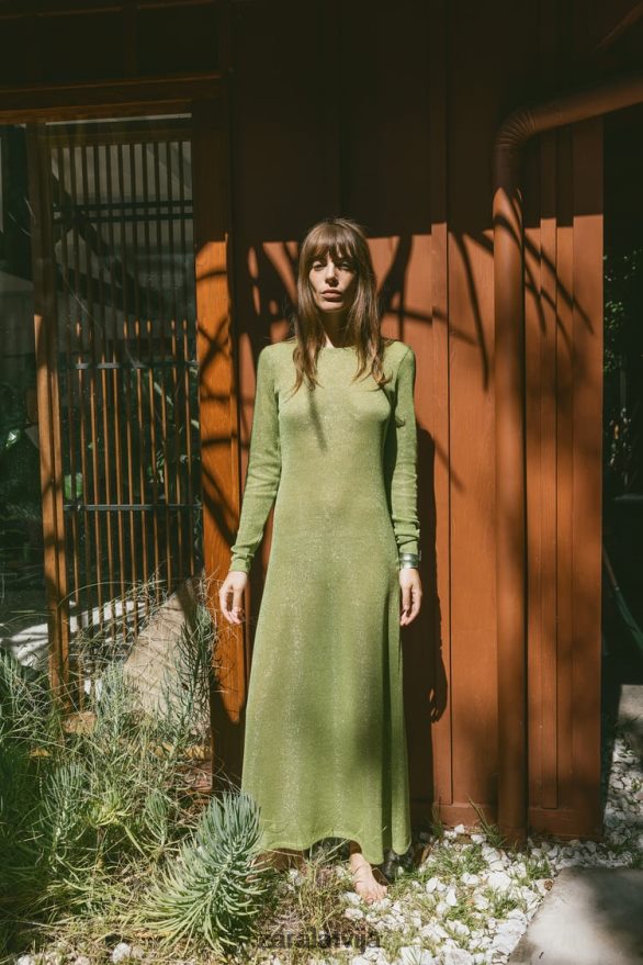 kleita ar metālisku pavedienu sievietes Zara zaļš 6ZTV40230 apģērbs