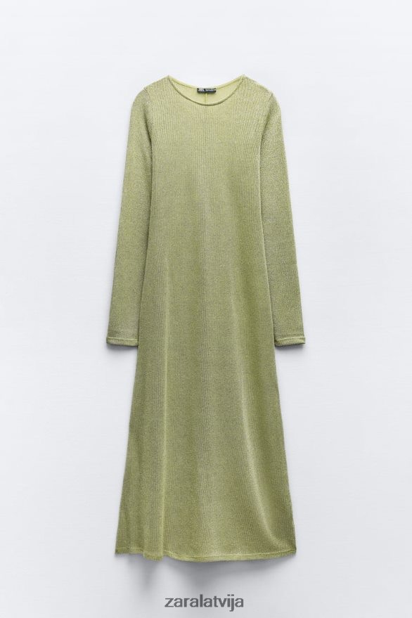 kleita ar metālisku pavedienu sievietes Zara zaļš 6ZTV40230 apģērbs