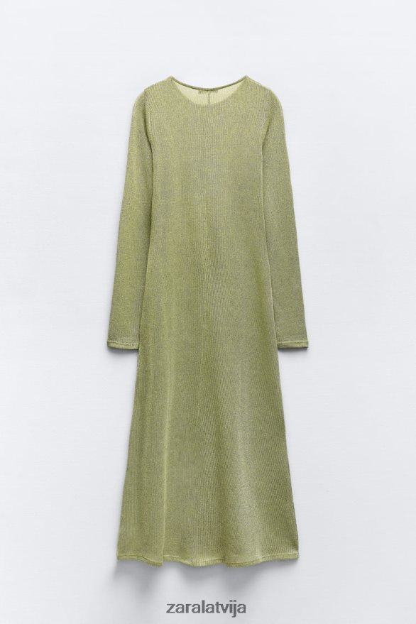 kleita ar metālisku pavedienu sievietes Zara zaļš 6ZTV40230 apģērbs