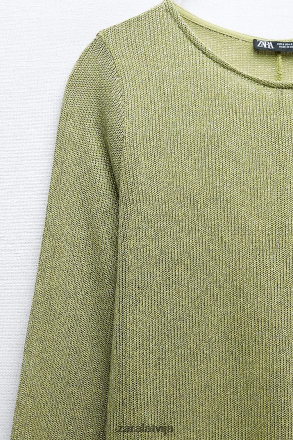 kleita ar metālisku pavedienu sievietes Zara zaļš 6ZTV40230 apģērbs