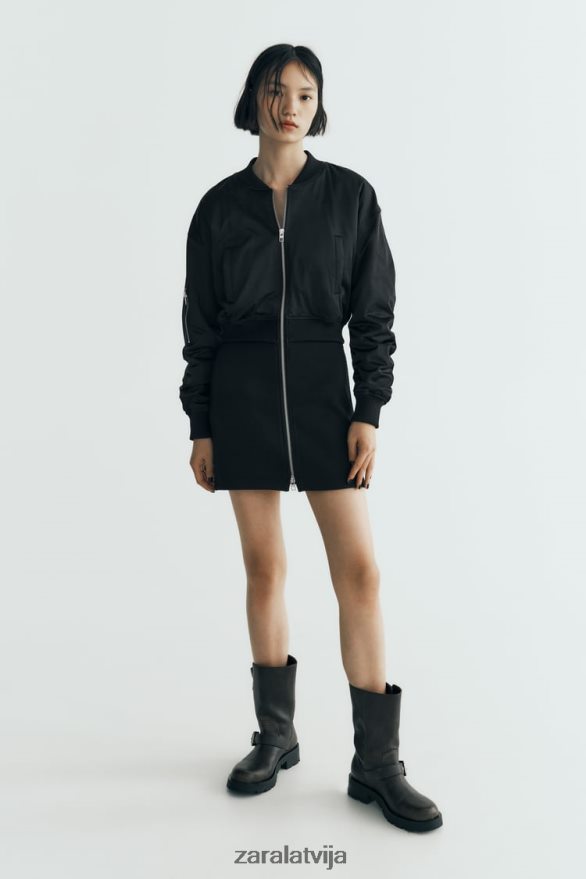 mini bomber kleita sievietes Zara melns 6ZTV40241 apģērbs