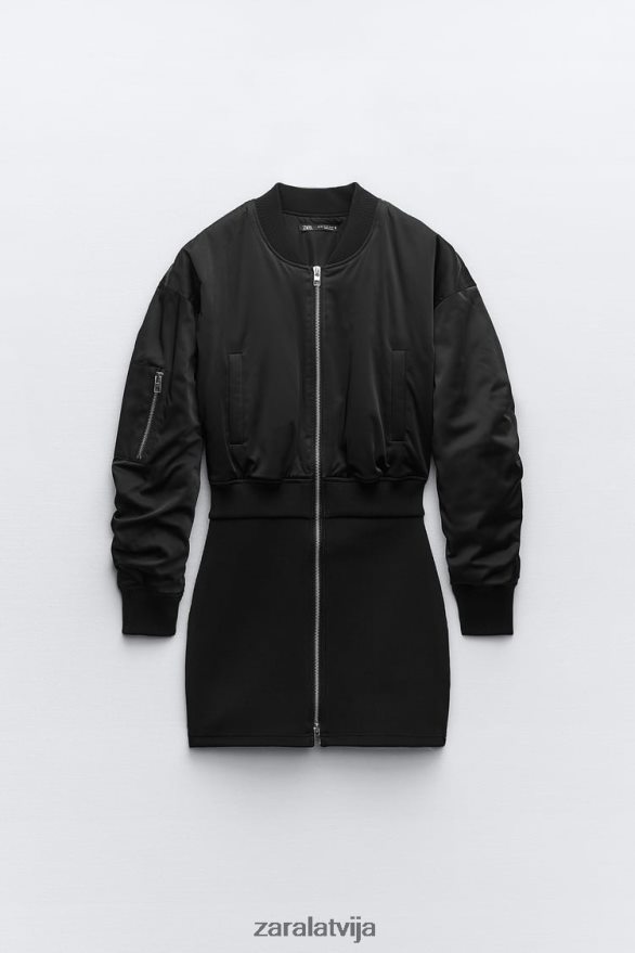 mini bomber kleita sievietes Zara melns 6ZTV40241 apģērbs