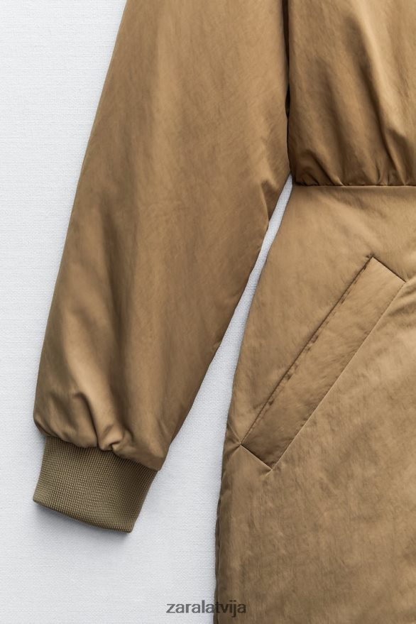 mini bomber kleita sievietes Zara olīvu zaļš 6ZTV40242 apģērbs