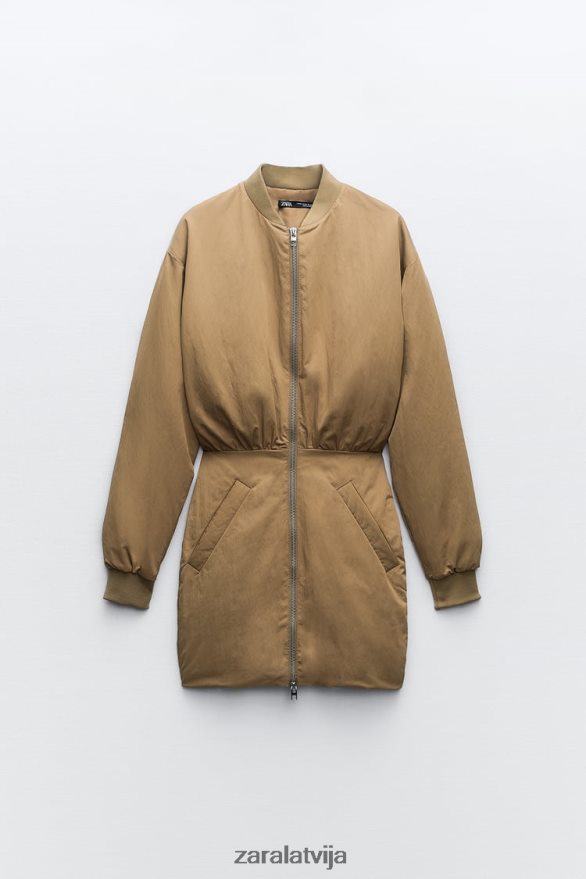 mini bomber kleita sievietes Zara olīvu zaļš 6ZTV40242 apģērbs