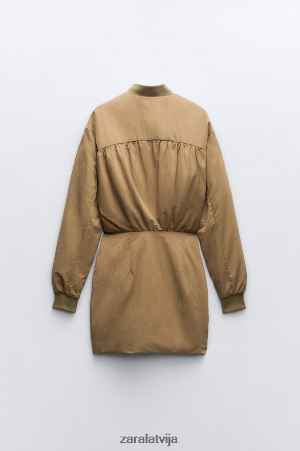 mini bomber kleita sievietes Zara olīvu zaļš 6ZTV40242 apģērbs