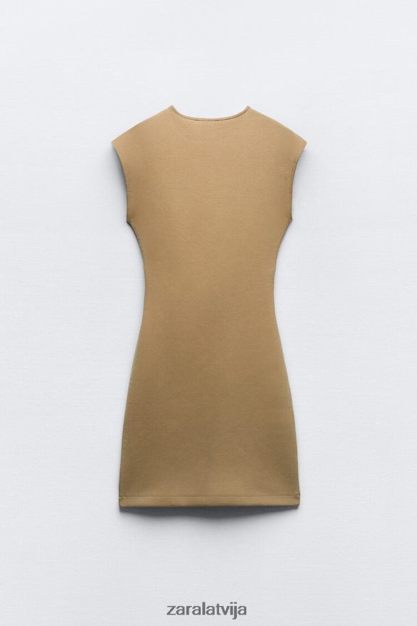 savilkta pieguļoša kleita sievietes Zara haki 6ZTV40235 apģērbs