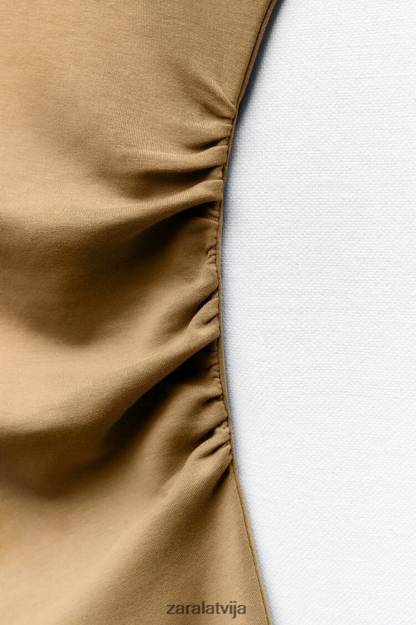 savilkta pieguļoša kleita sievietes Zara haki 6ZTV40235 apģērbs